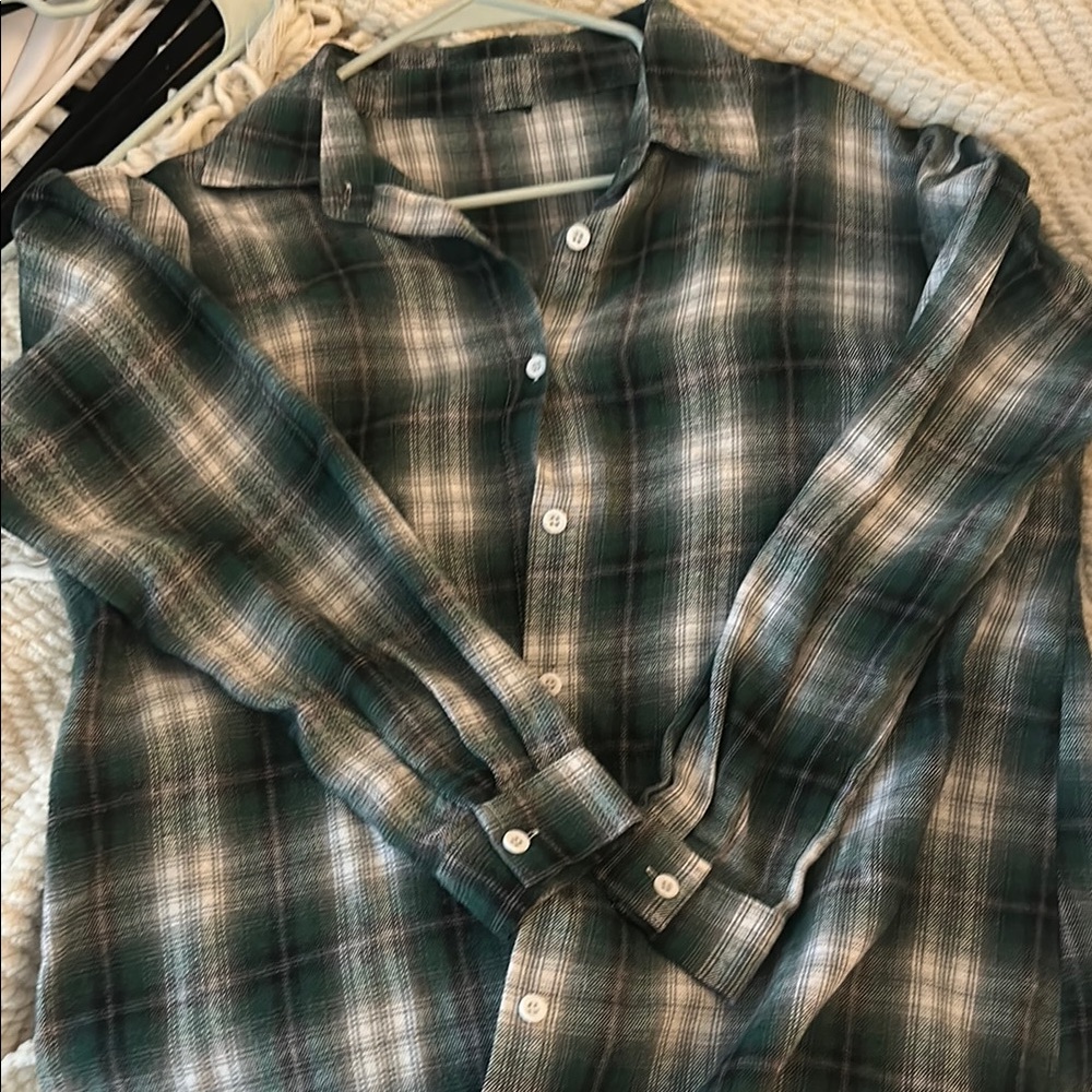 Green Plaid Womens Shirt